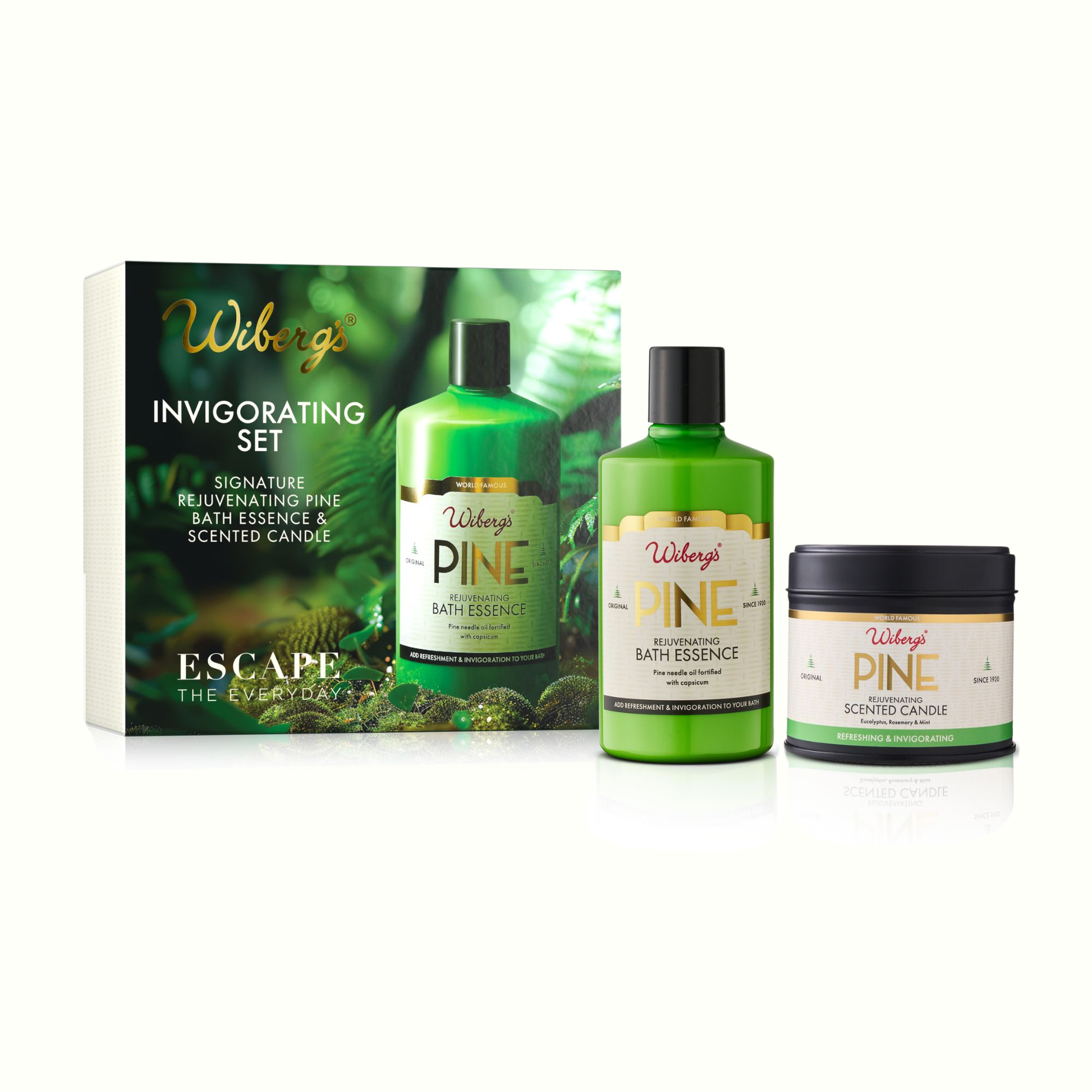Invigorating Set – Pine Bath Essence & Candle - Wibergs